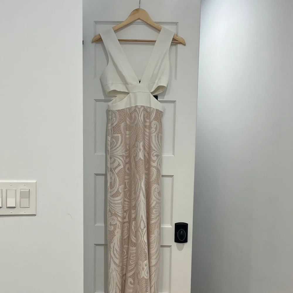 BCBGMaxAzria Cream and Tan Maxi Dress - Picture 1 of 5